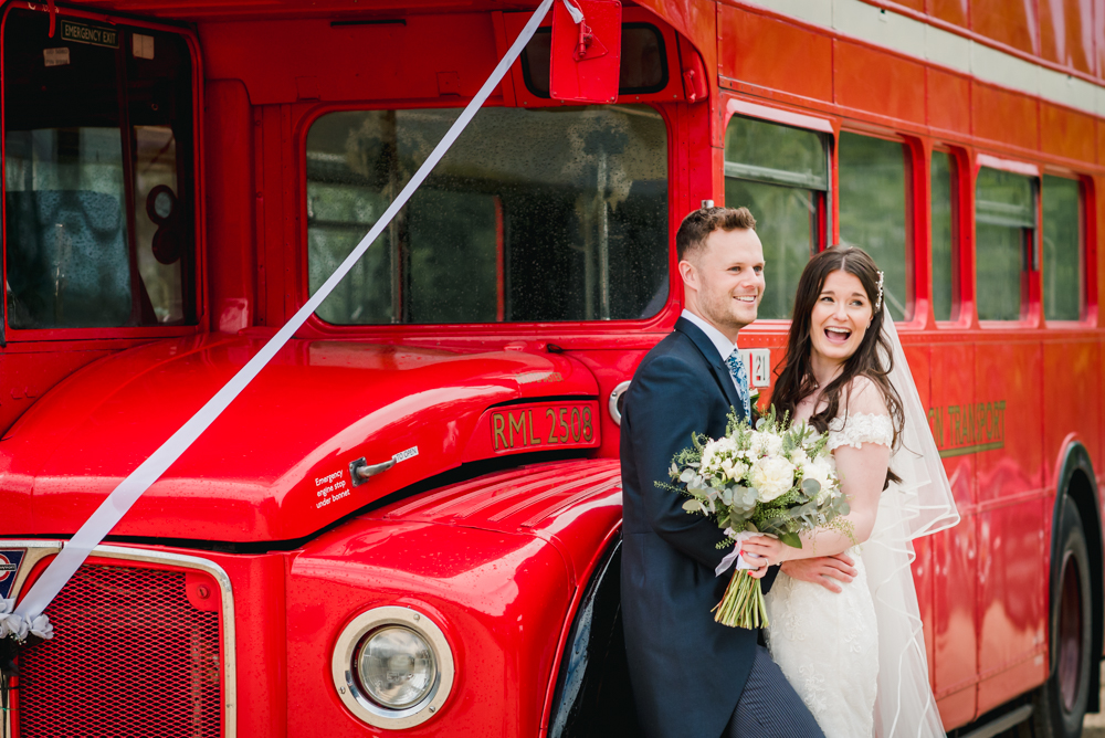 red london bus wedding colourful photography