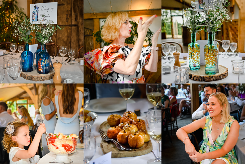 wedding table decor food cripps old gore barn