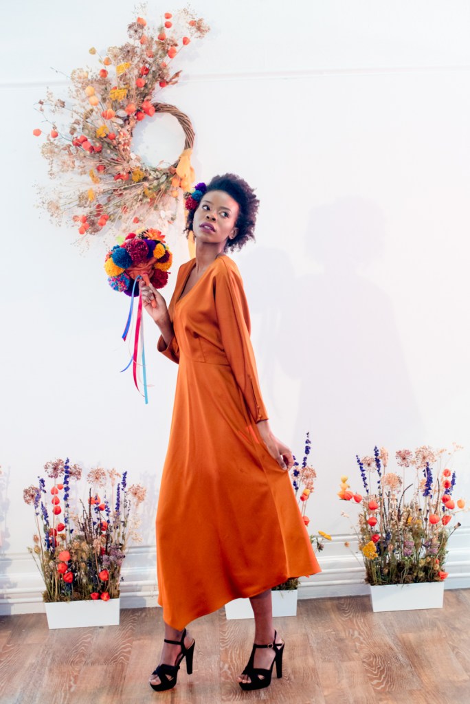 bridesmaid orange rust dress