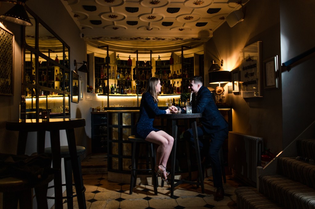 couple in the bar painswick hotel gloucestershire uk