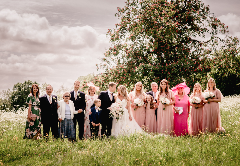 wedding group shots meadow