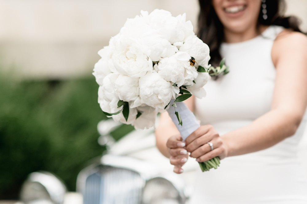 white peonies bridal bouquet bee stroud