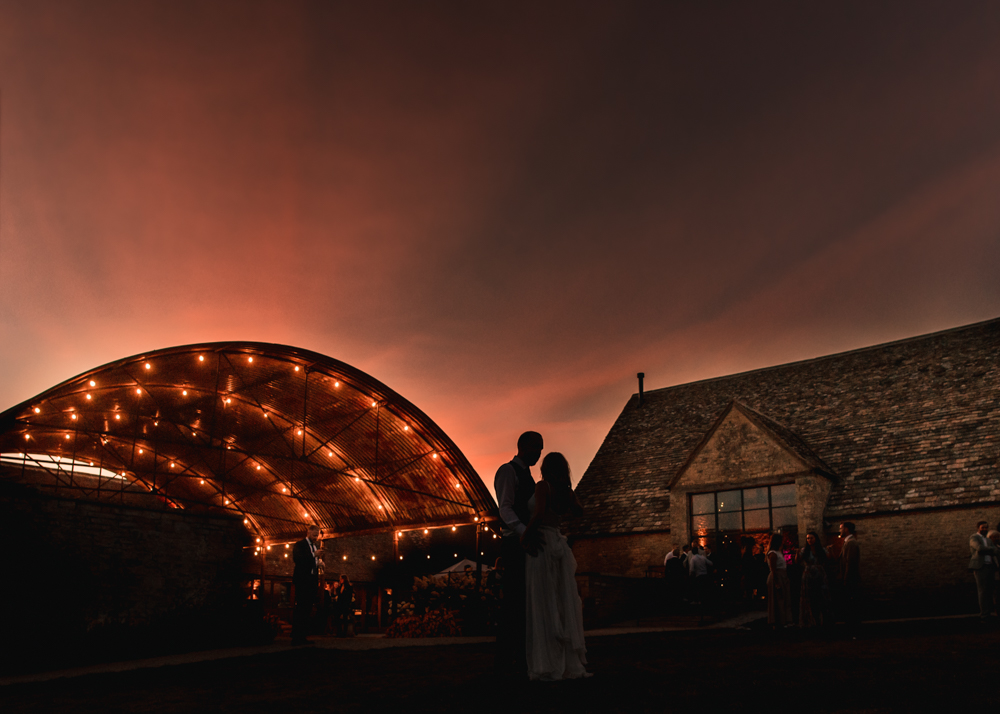 colourful sky old gore barn cotswold wedding venue