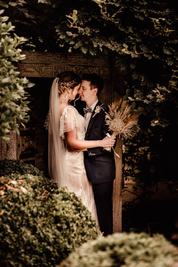 bride and groom portrait matara centre garden