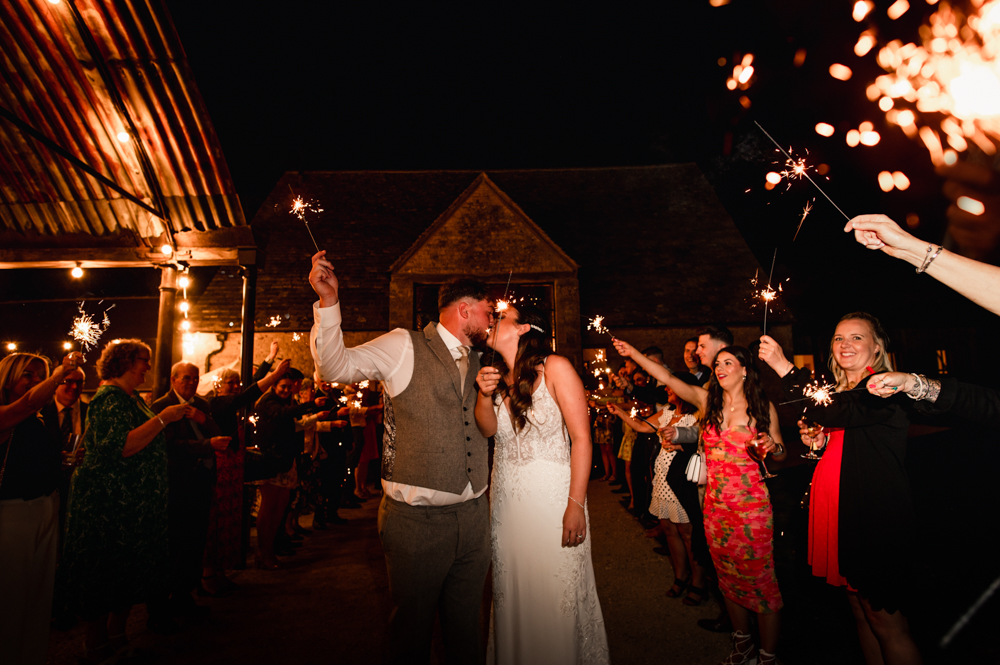 wedding sparklers  old gore barn cotswolds