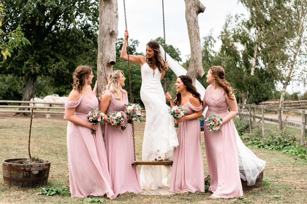 bride in swing fun wedding photography