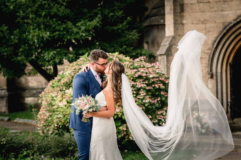 romantic wedding photography flying veil