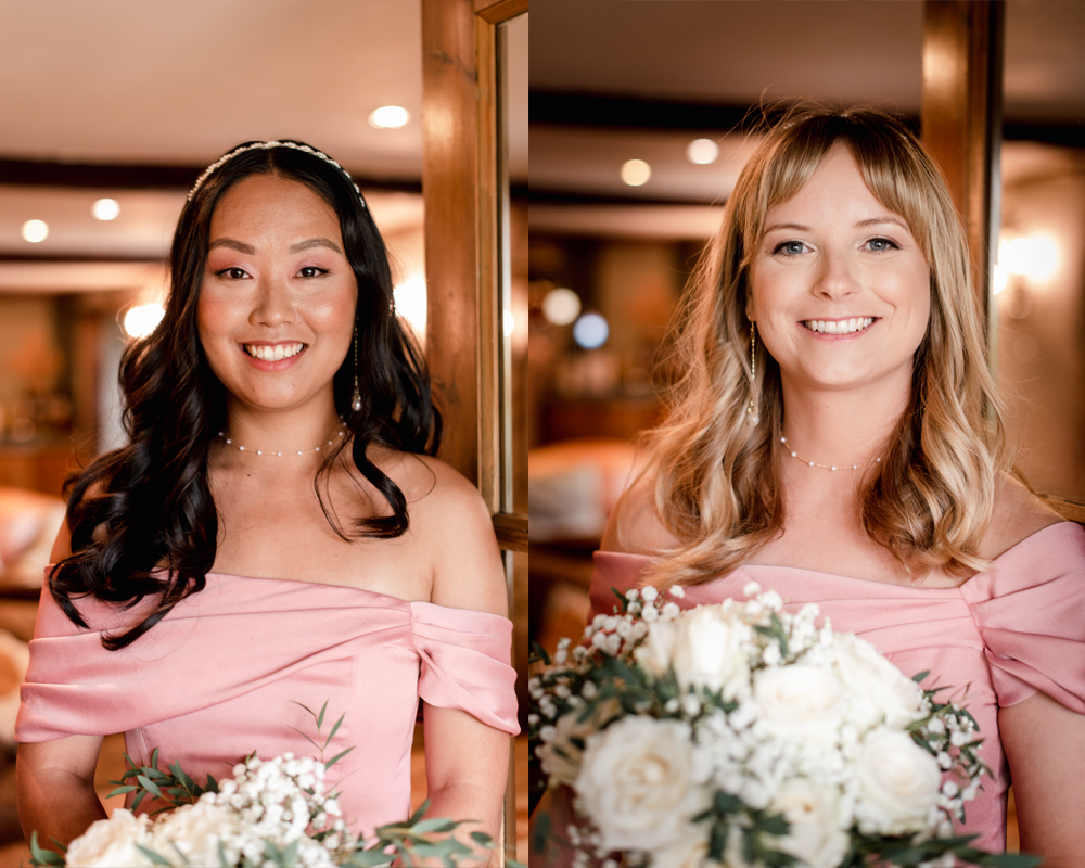 bridesmaids in dusky pink dress