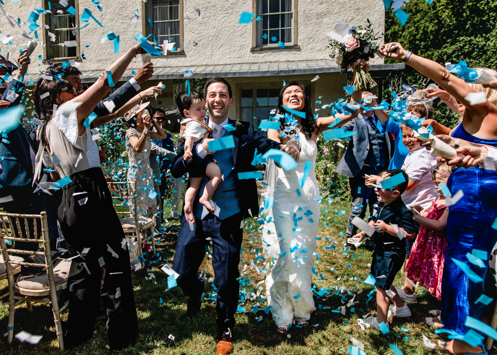 colourful blue confetti matara centre wedding