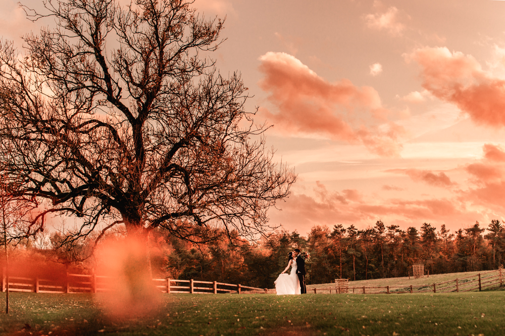 colourful wedding photography autumn tree