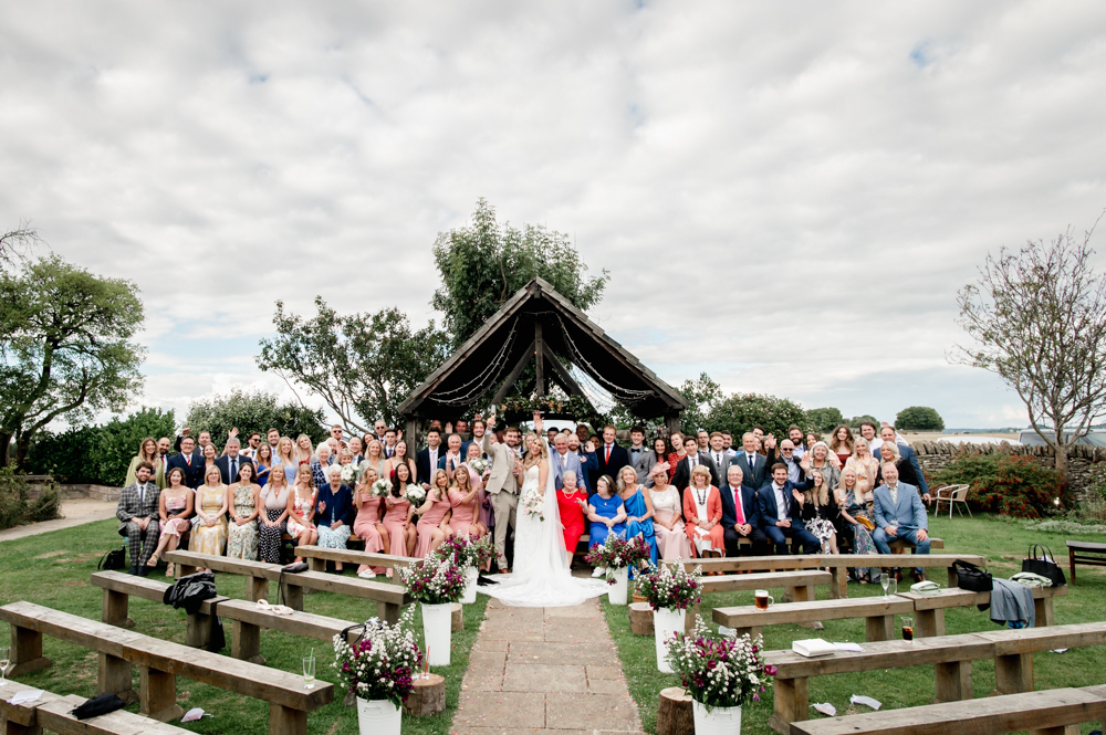 wedding guests at old lodge hotel restaurant Gloucestershire
