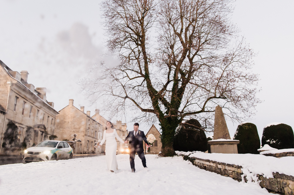 winter snow wedding fun natural photography