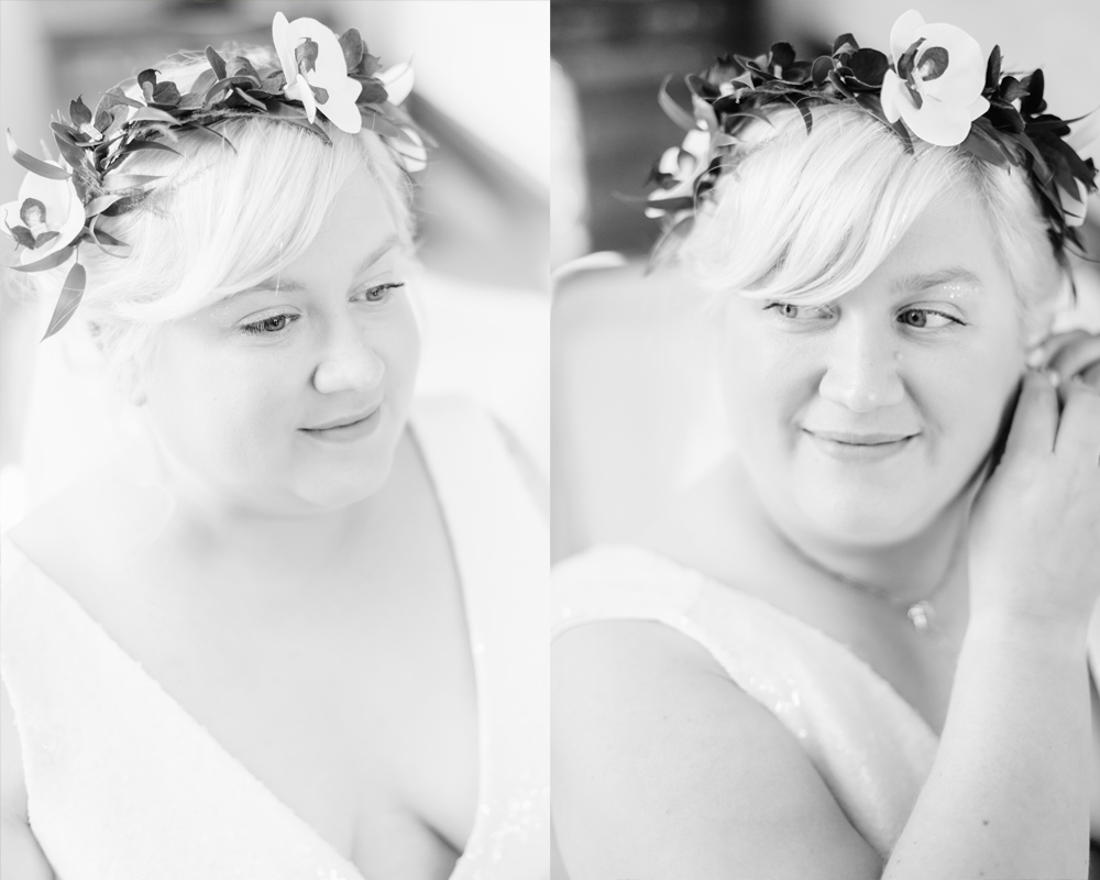 bride portrait orchid crown