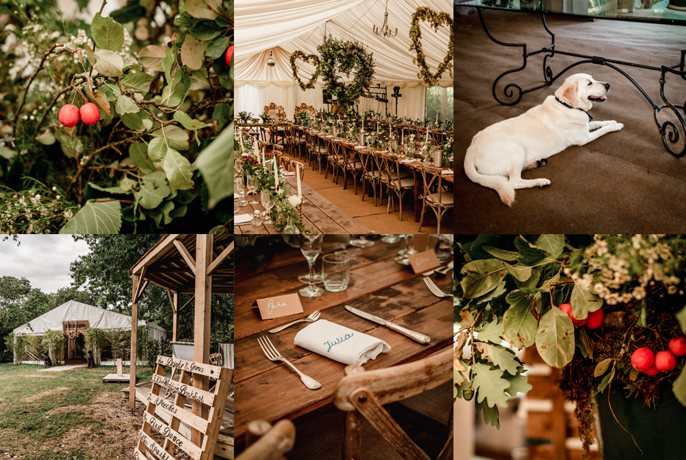 rustic wedding decor floral heart marquee