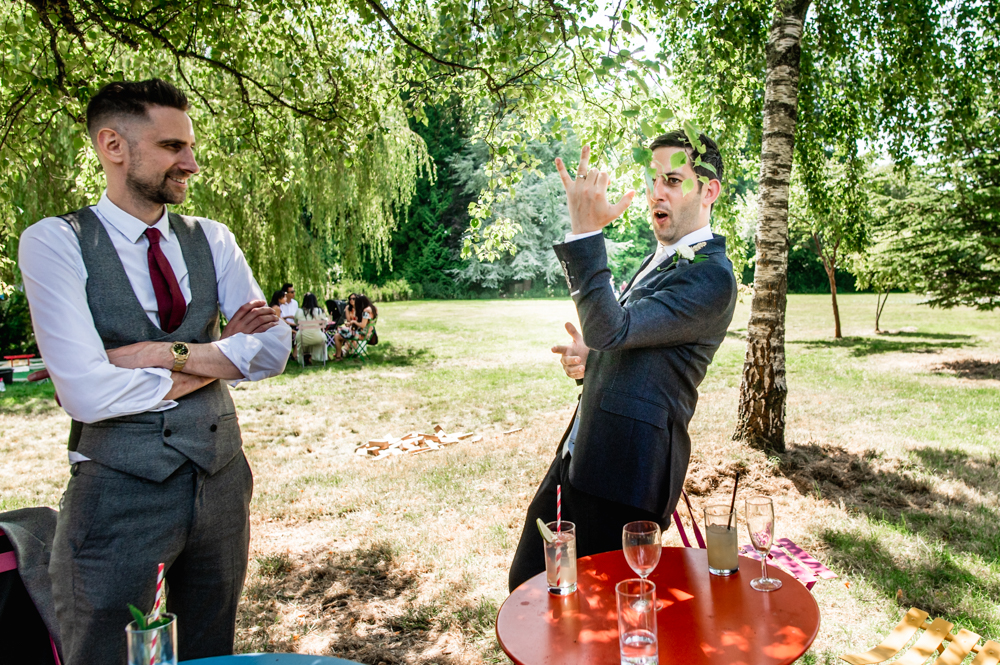 groom showing off ring natural wedding photography