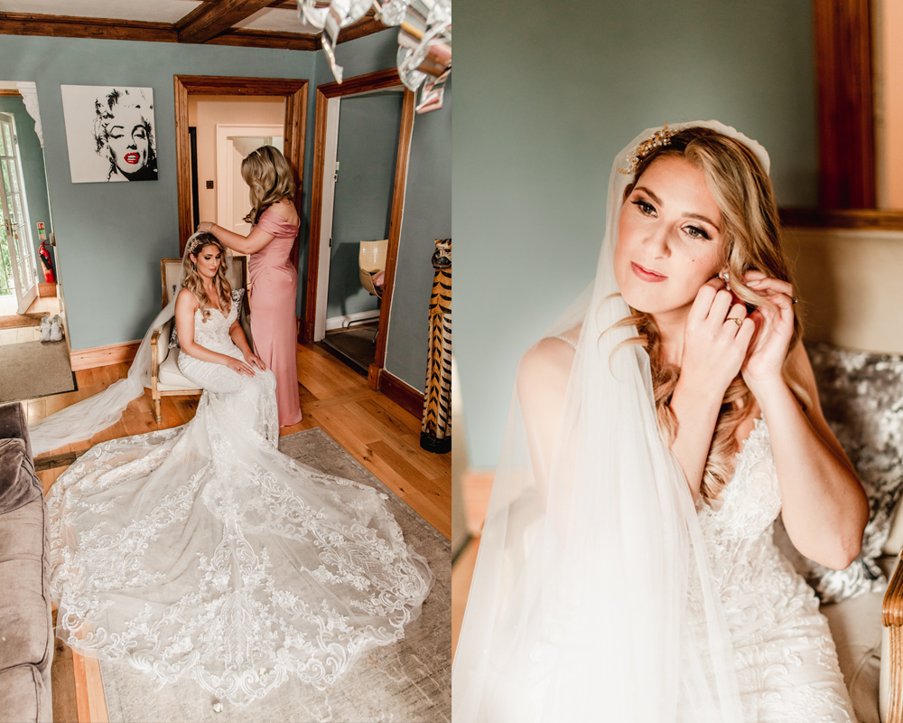 bride and bridesmaids getting ready photos