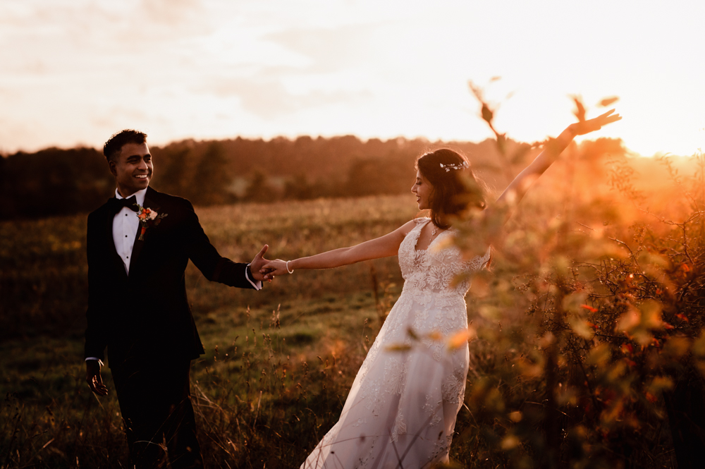 sunset wedding photo cotswolds