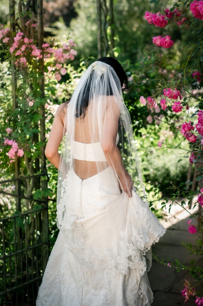bride wearing vera wang wedding dress