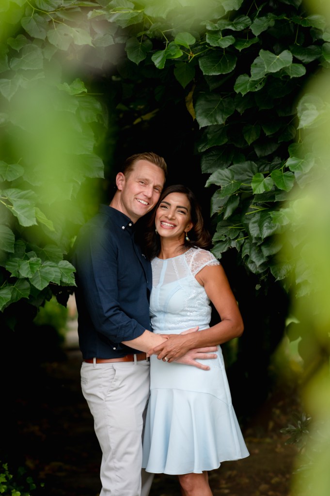 couple hugging barnsley house hotel cotswolds