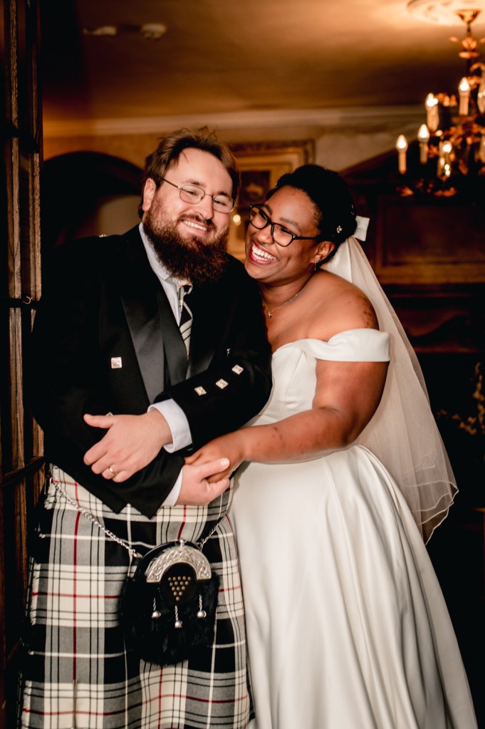 bride and groom cornish kilt 