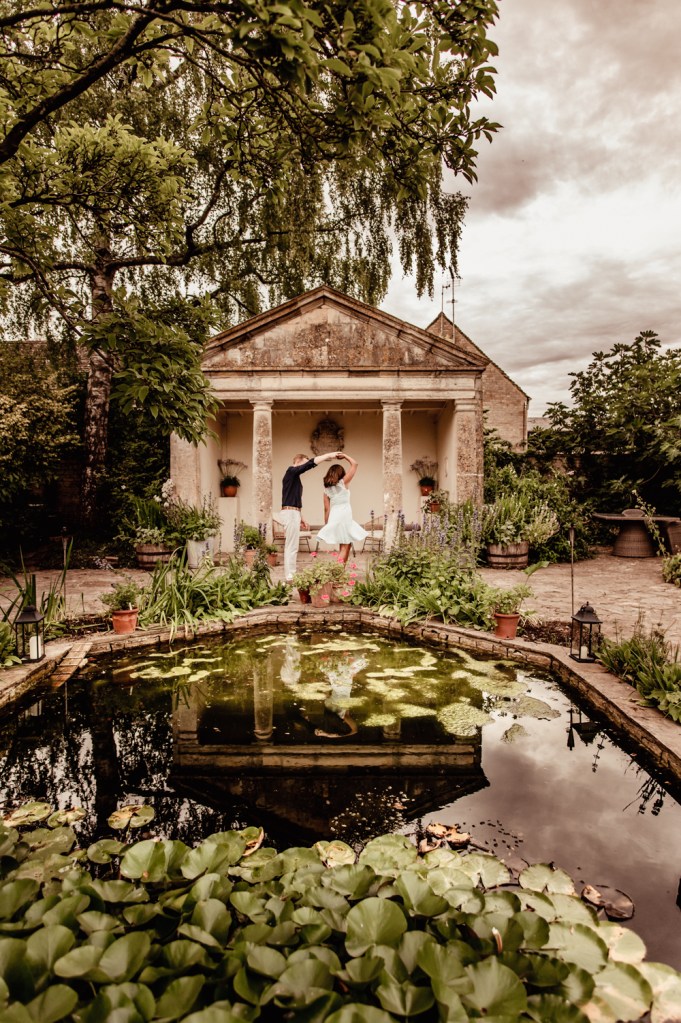 couple dancing in beautiful garden