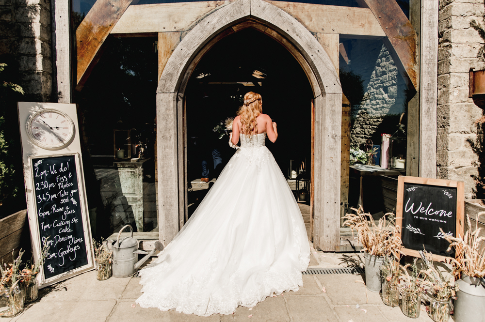 bride rustic wedding cripps barn