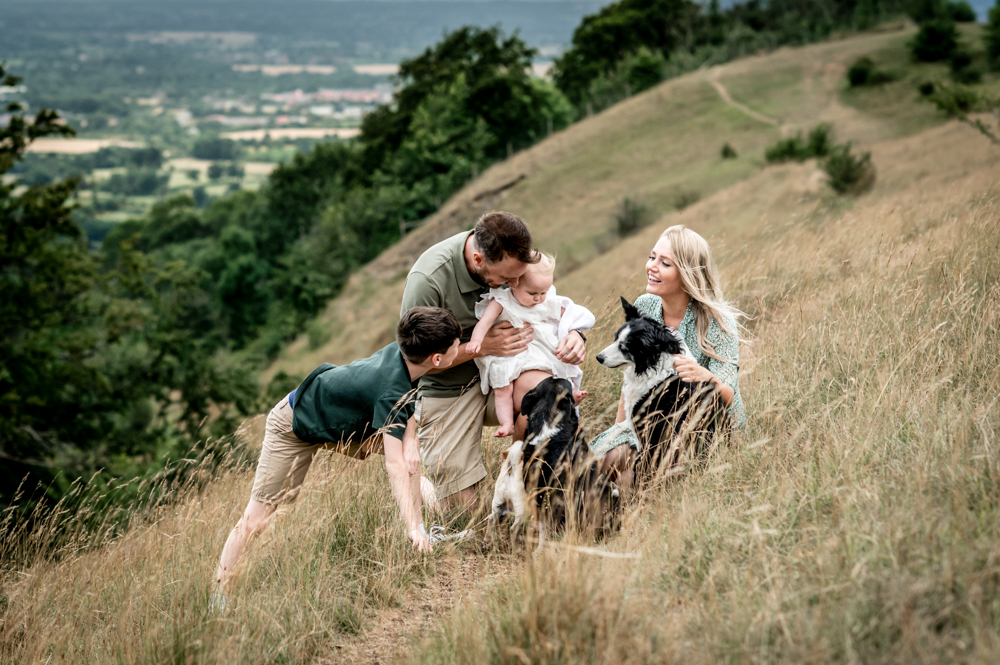 family with dogs in the countryside natural photo