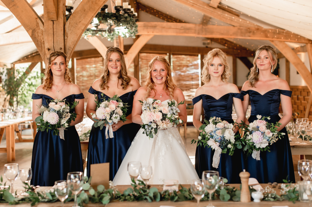 bride and bridesmaids navy blue dress