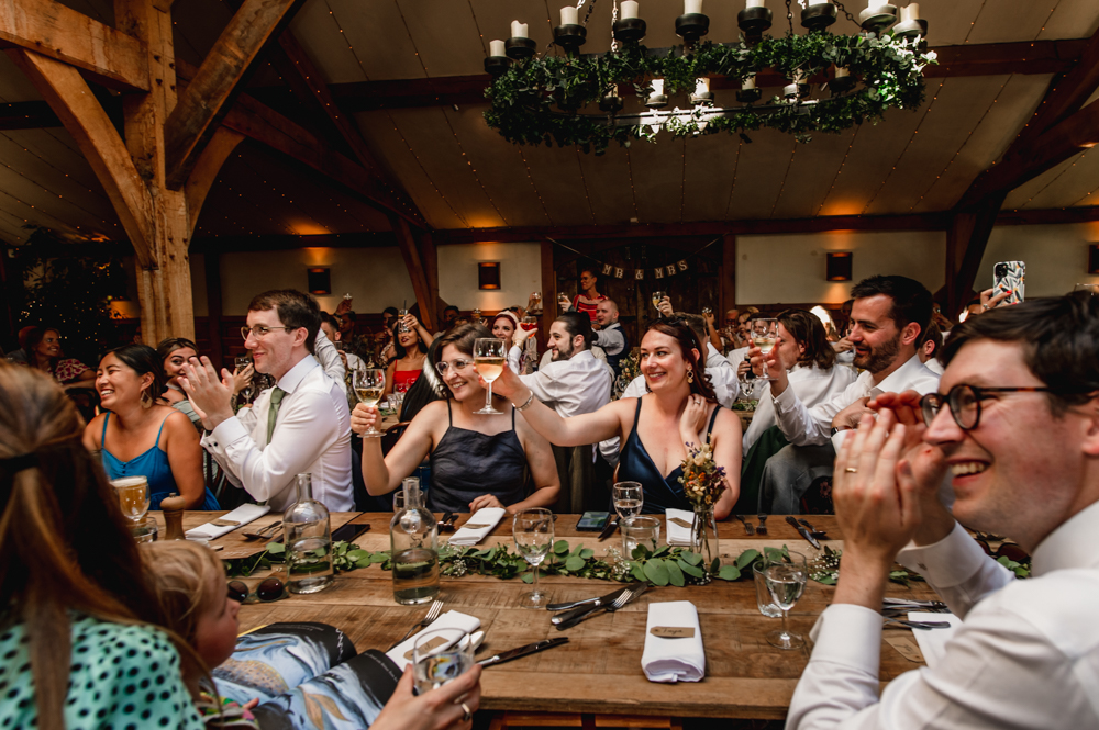raising toast wedding cripps barn