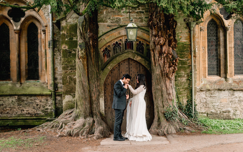 bride and groom stow on the wold