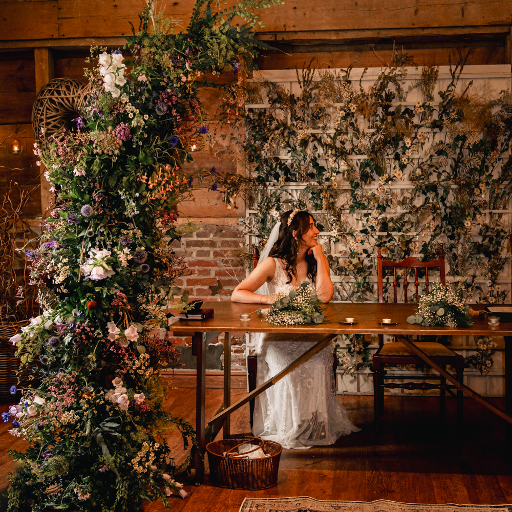 flower arch bride wellington barn wiltshire.