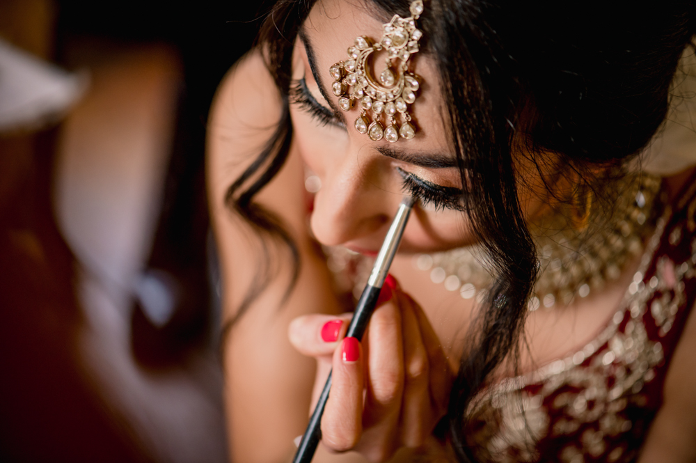 Asian bride wedding getting ready