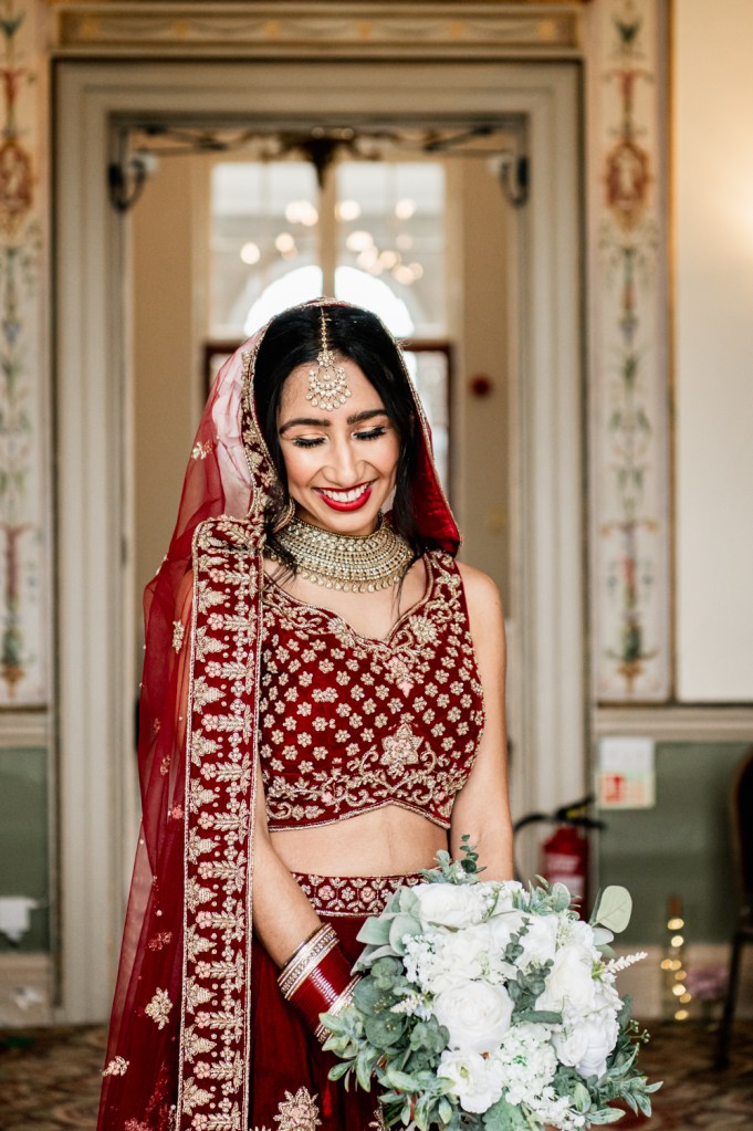 bride in sari indian fusion wedding uk