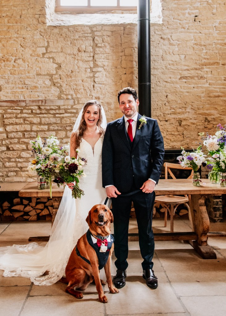 bride groom dog wedding