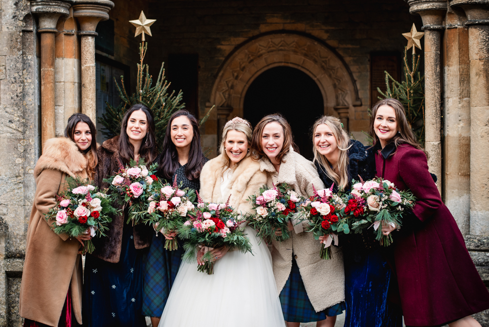 bridesmaids coats winter wedding cotswolds