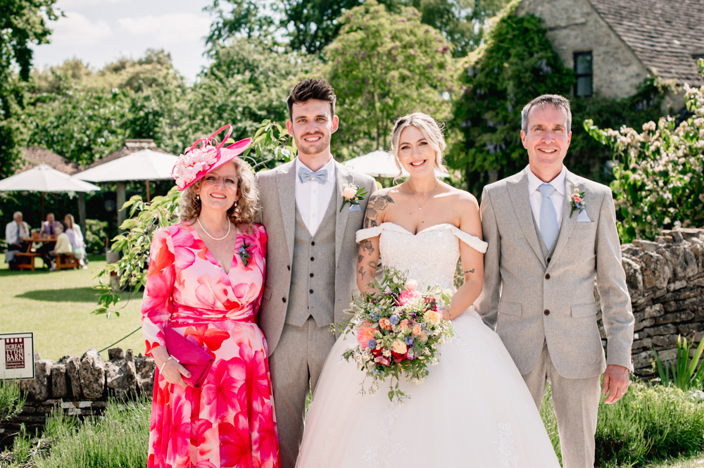 bride and groom great tythe barn cotswolds