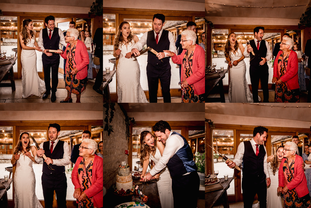 cake cutting natural wedding photos