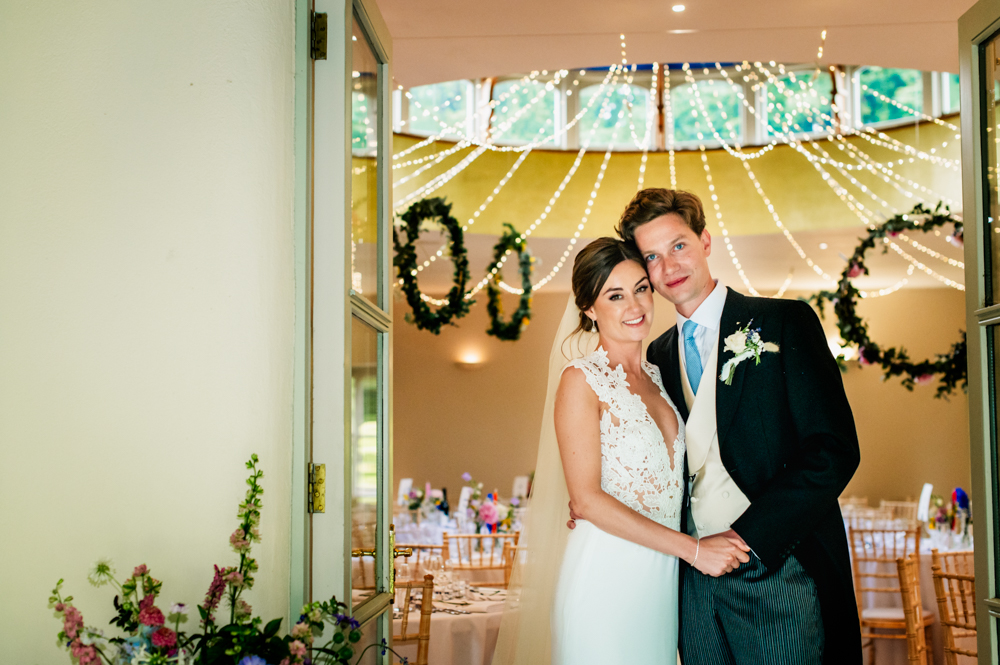 colourful bride and groom portrait matara centre cotswolds