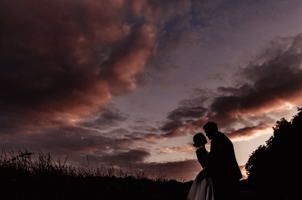 sunset wedding cripps barn