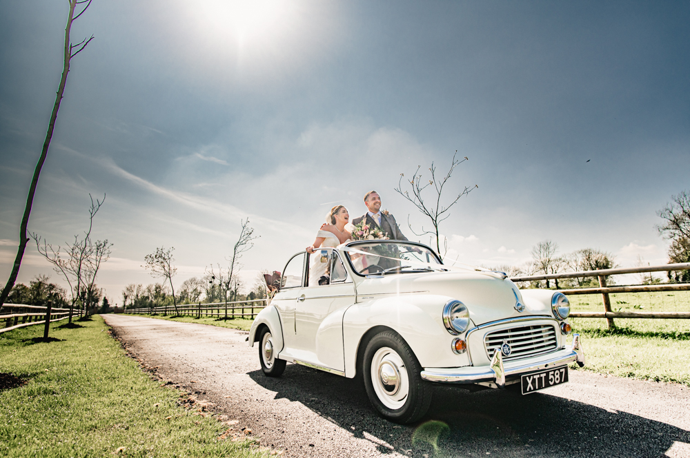 open top fiat cotswold wedding