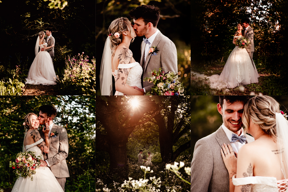 bride and groom golden hour