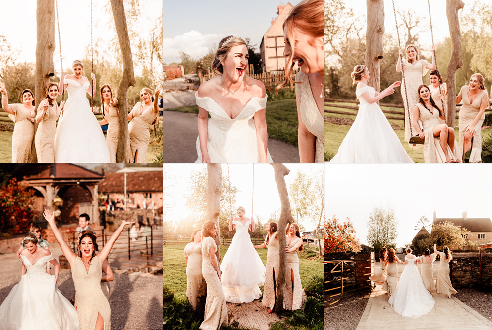 fun bride photos milton end farm 