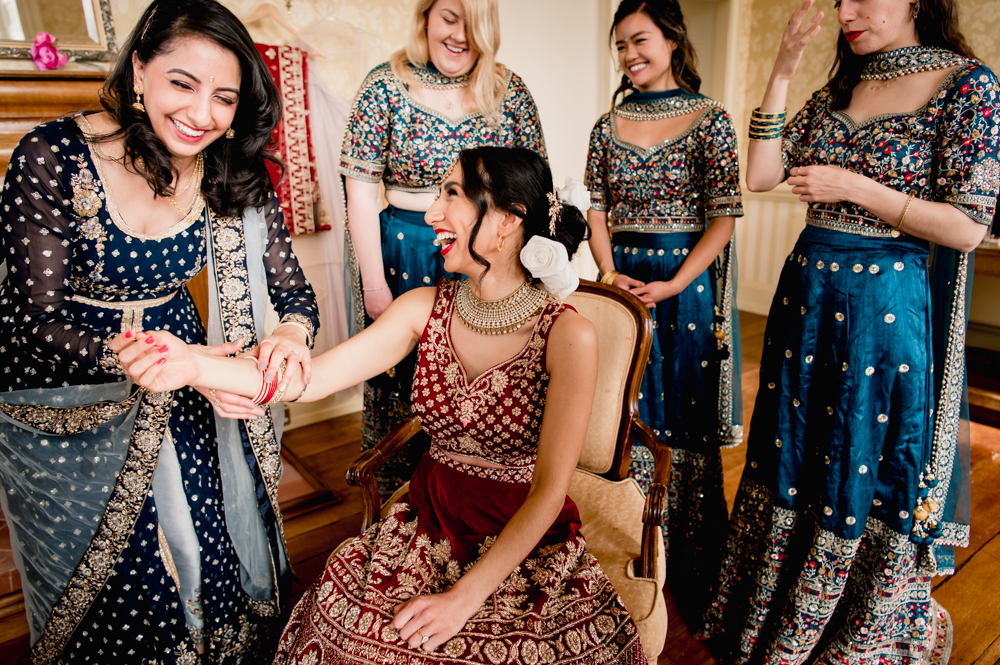 indian bride getting ready bangles colourful