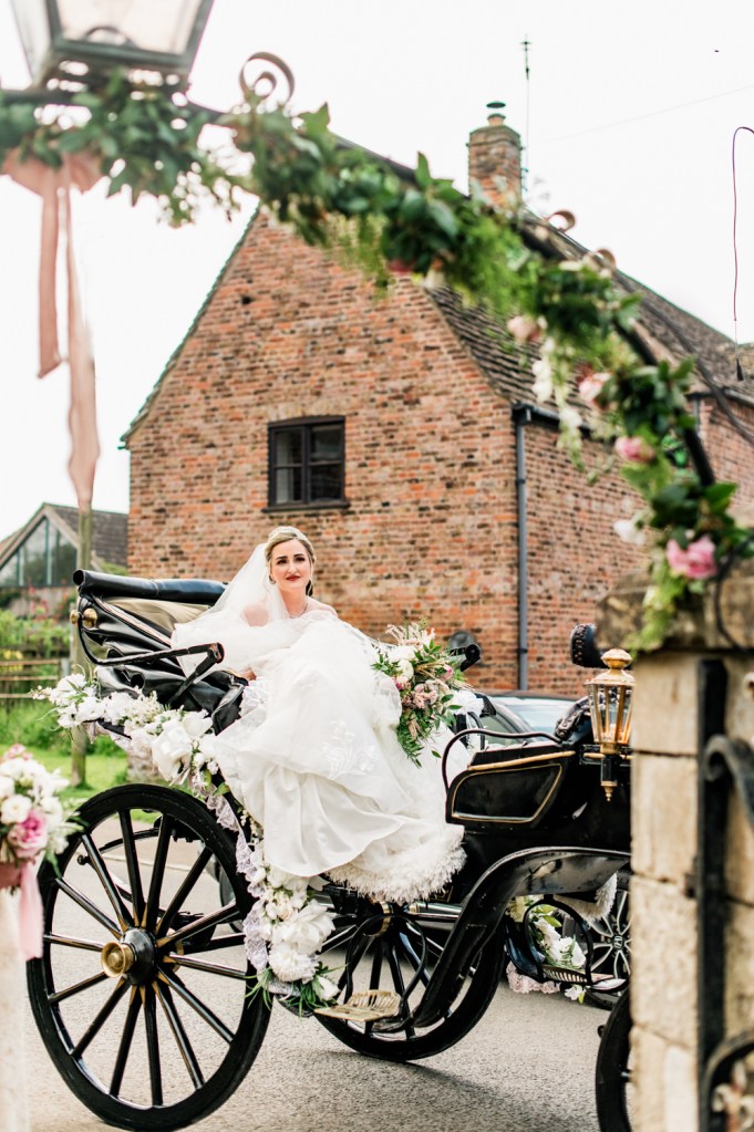 horse and carriage wedding cotswolds romantic
