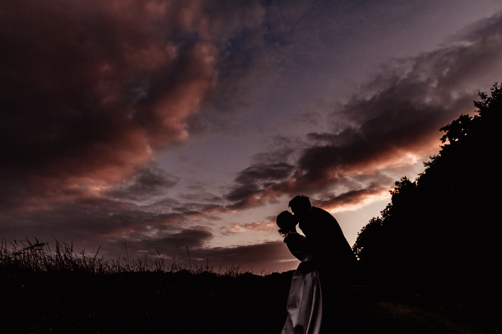 colourful sunset sky wedding