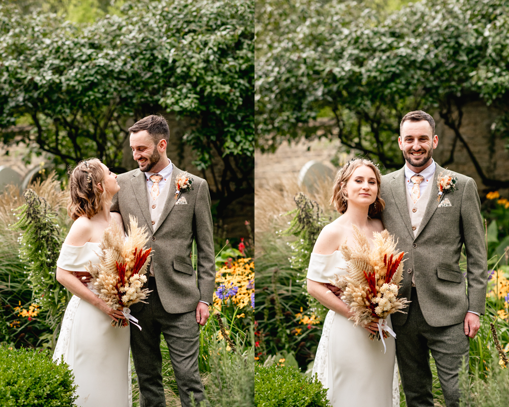 bride and groom cotswold autumn colours