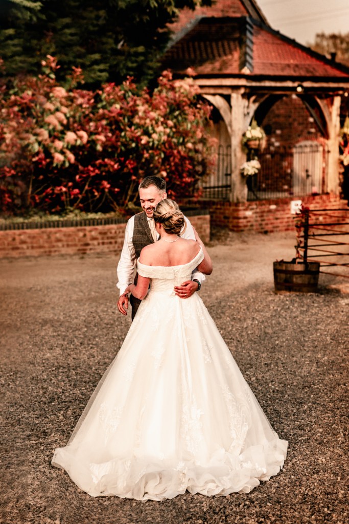 rustic barn bride and groom