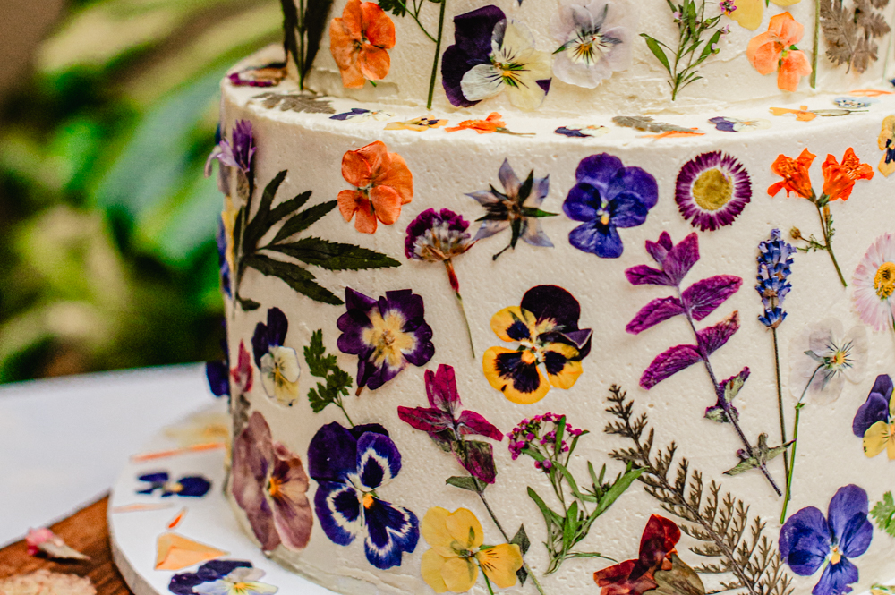 colourful flower wedding cake