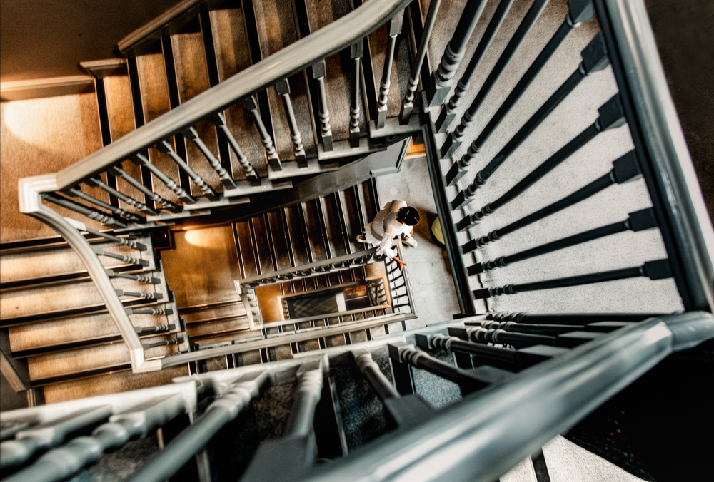 spiral staircsase bath city hiding place wedding