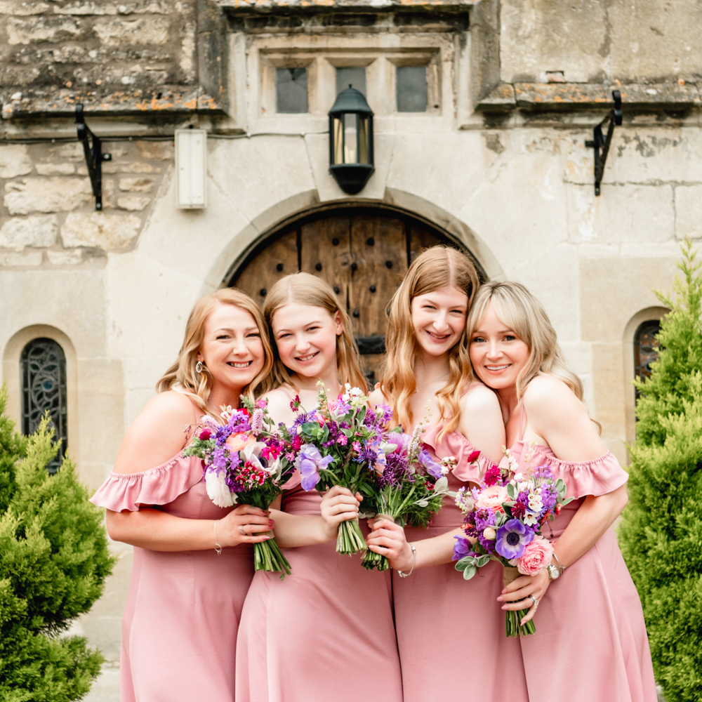 bridesmaids in dusty pink